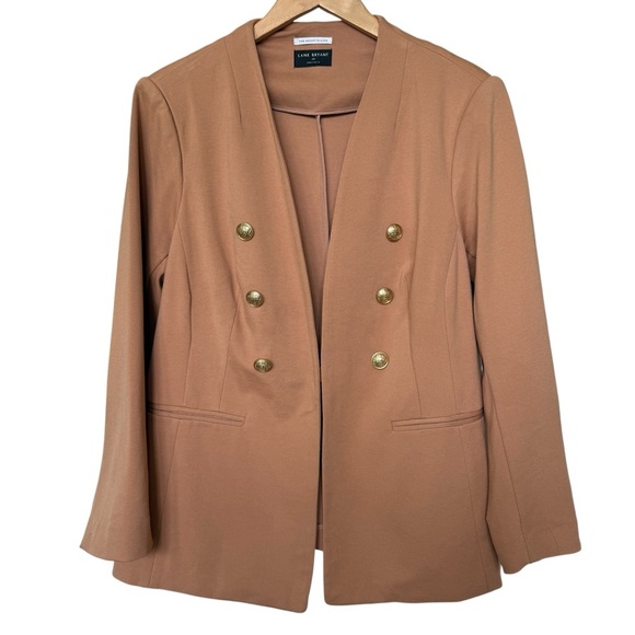 Lane Bryant Women's The Bryant 18P Camel Double Breasted Blazer Suit Jacket - Picture 2 of 10